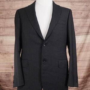 Canali Suit Jacket Mens IT 50 Charcoal Pinstripe Wool 2 Button Notch Italy